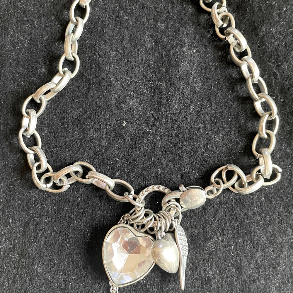 Silver color necklace.